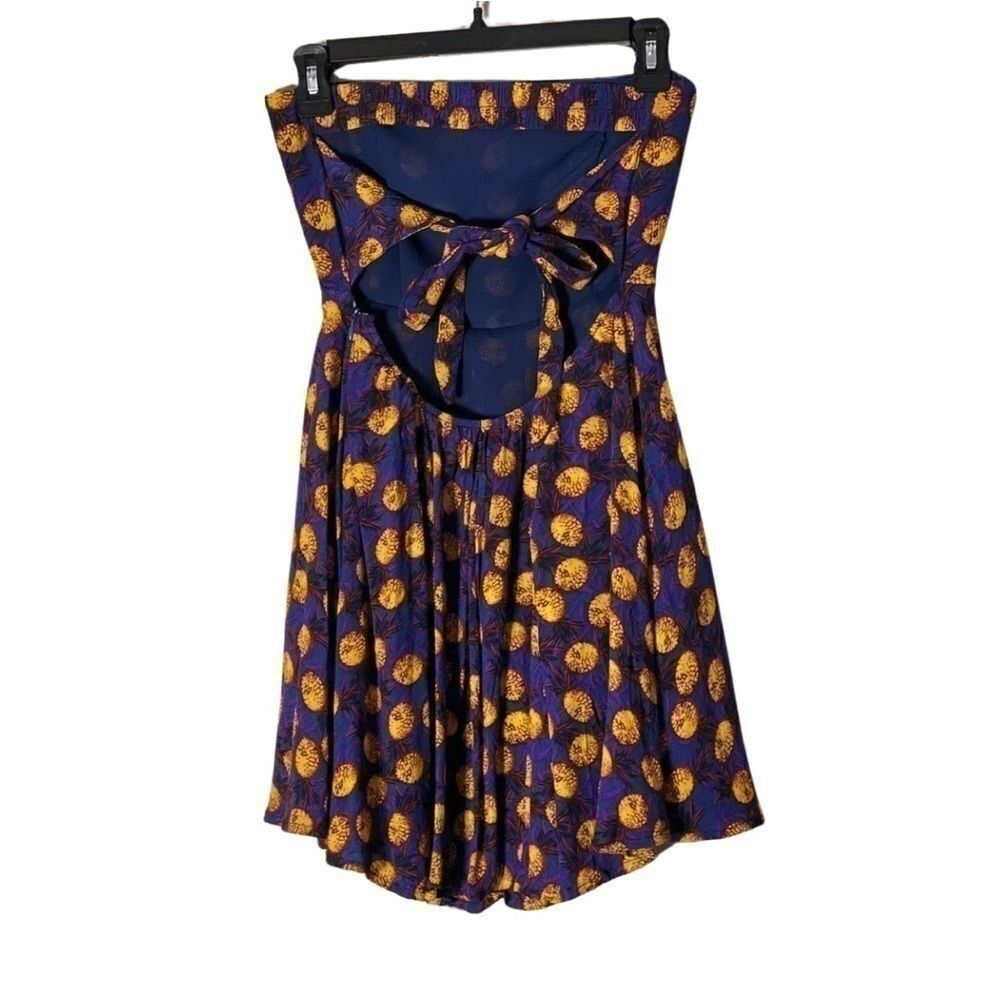 Women’s Floral Print Tie Back Sleeveless Dress, purple, yellow dress size S - Picture 3 of 7